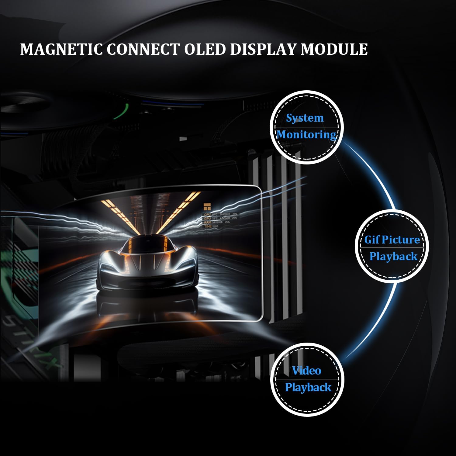 Thermalright Rainbow Vision 360 Turbo ARGB Black AIO CPU Cooler,CPU Water Cooler System,6.67in Curved Screen with 2400x1080 Resolution,for AM4/AM5,LGA1851/1700,DIY Background Subject