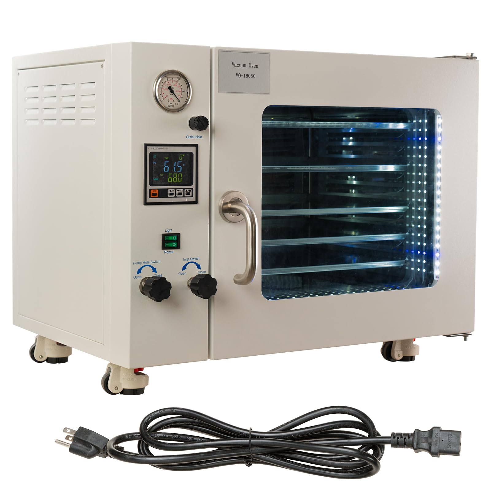 1.9 CF Lab Vacuum Oven, Professional Laboratory Drying Oven with Digital Controller, 5 Shelves Heating Equipment for Scientific Research (133Pa, RT+18°F to 300°F)