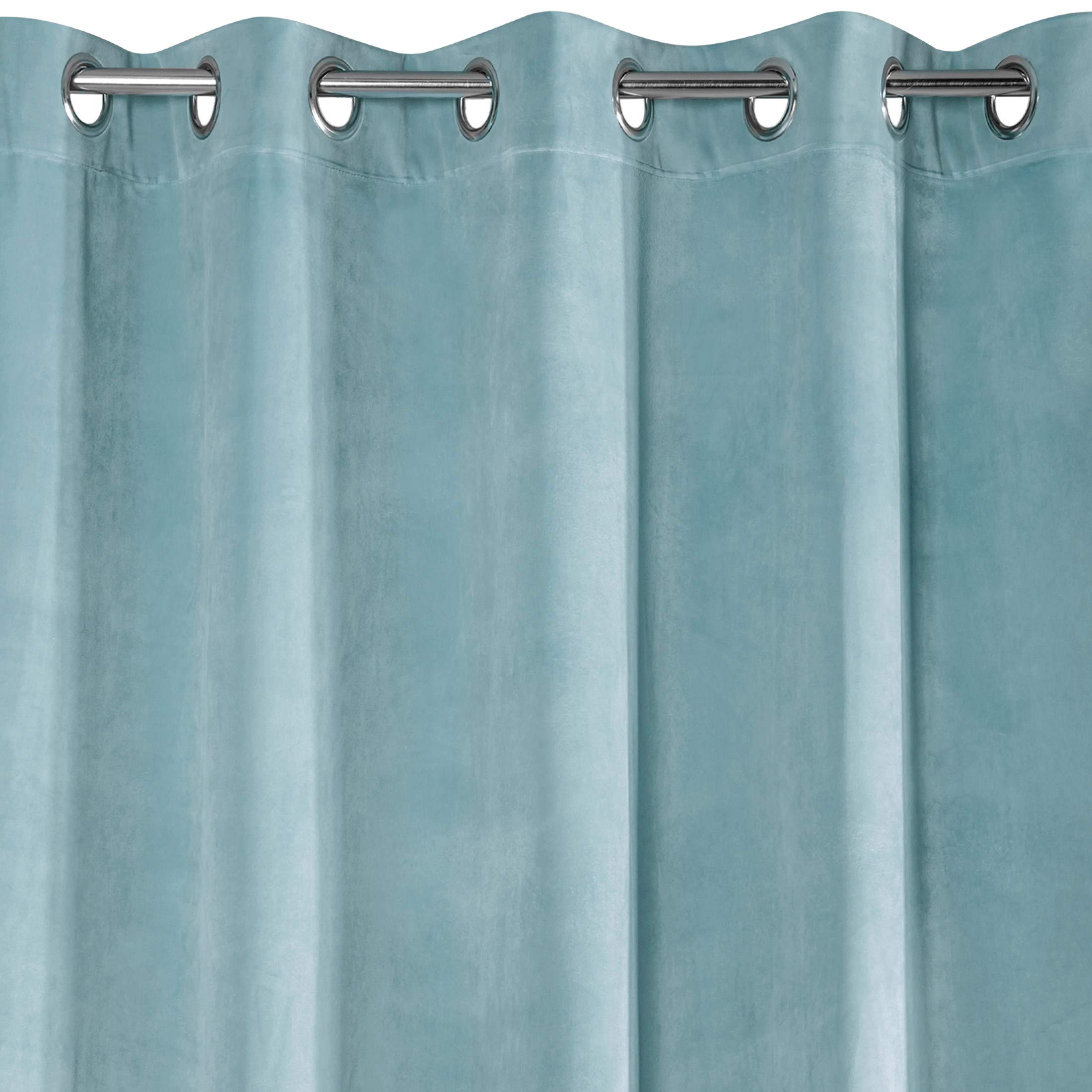 Eurofirany Ria Cortina Opaca Terciopelo con Ojales - 1 Unidad, Panel, Suave, Clásico, Elegante, Salón, Dormitorio, Gruesa 290 g/m², 140x250 cm, Azul Marino