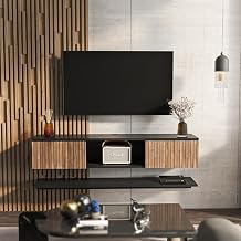 DECOROTIKA Elia Meuble TV mural flottant avec une étagère murale | Banc TV suspendu (Noir)