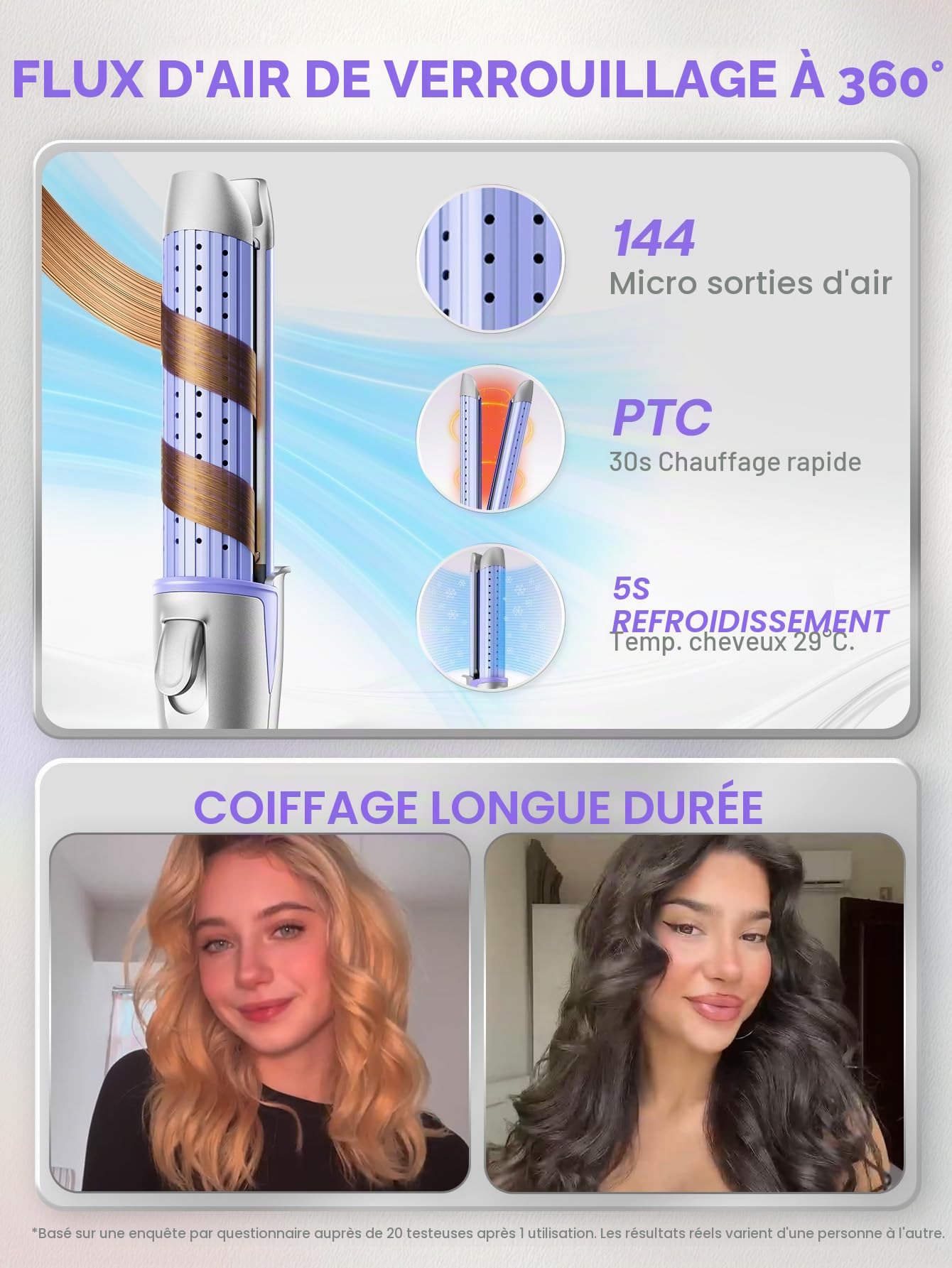 SHEGLAM Lisseur Professionnel à Air Froid avec Peigne - Flux d'Air 360° pour Coiffure Durable, 4 Niveaux de Température Réglable (160°C-220°C), Double Tension (110V-240V), Technologie Anti-Brûlures