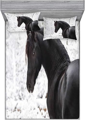 Miniatura 37 de Ambesonne - Juego de sábanas bajeras y fundas de almohada, diseño clásico botánico, plantas de jardín vintage, juego de 3 piezas con estampado