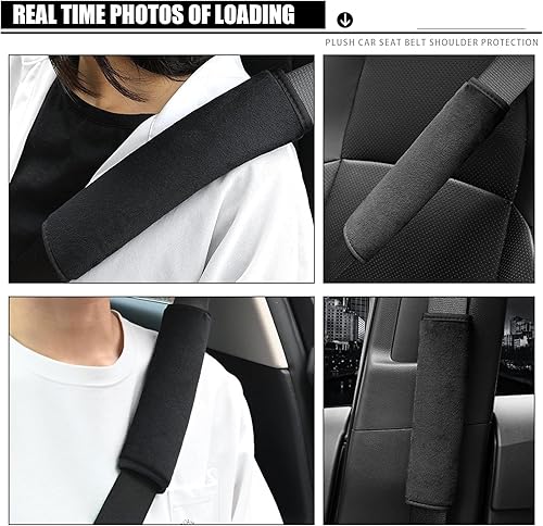 Miniatura 6 de gunhunt 2 almohadillas para cinturón de seguridad de automóvil, 9.7 x 2.5 pulgadas, felpa suave, absorbente del sudor y transpirable, alivia la