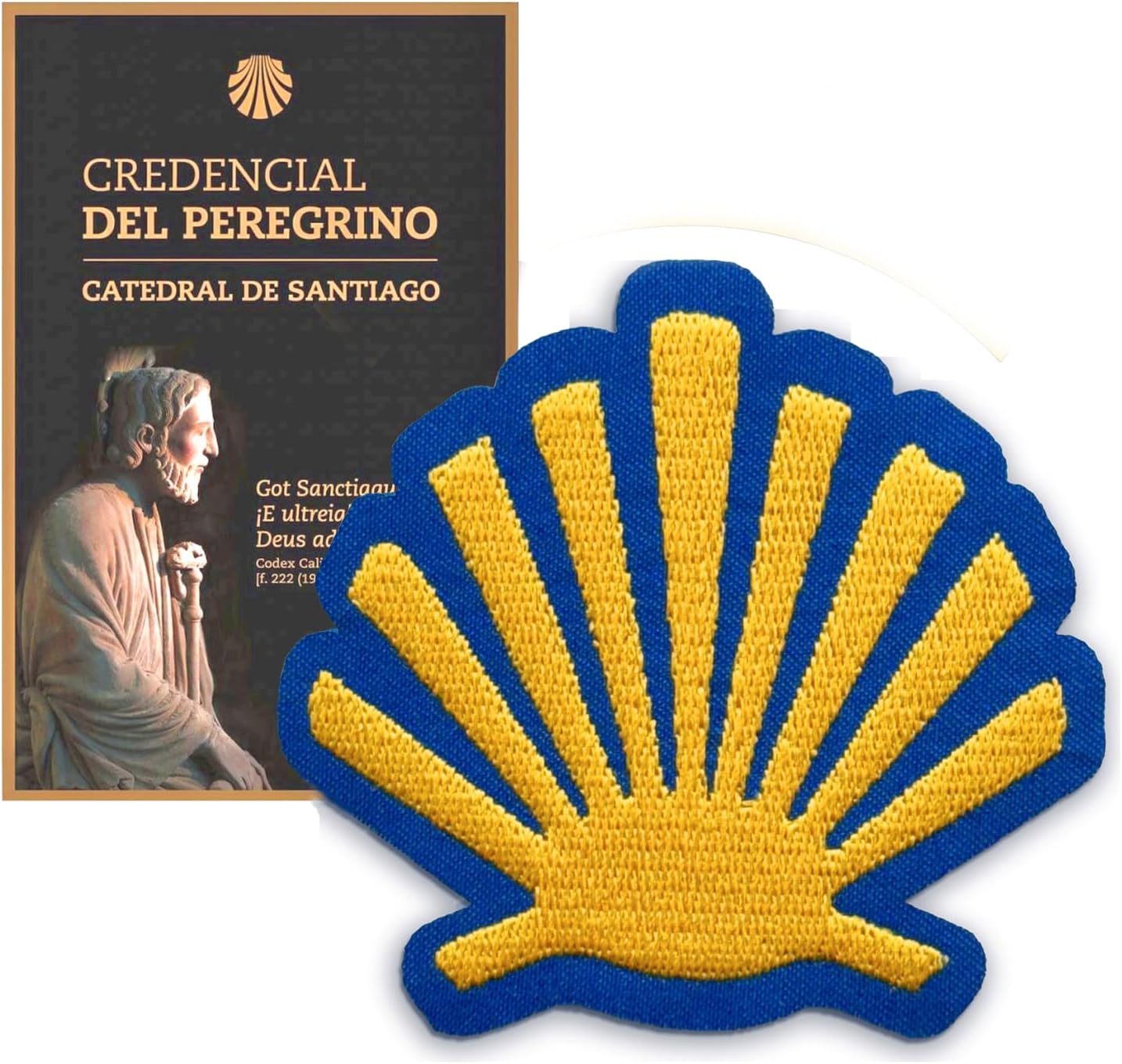Official Camino Credential - Pilgrim Passport + Golden Shell Patch + Trail Map Card // Camino de Santiago Shell