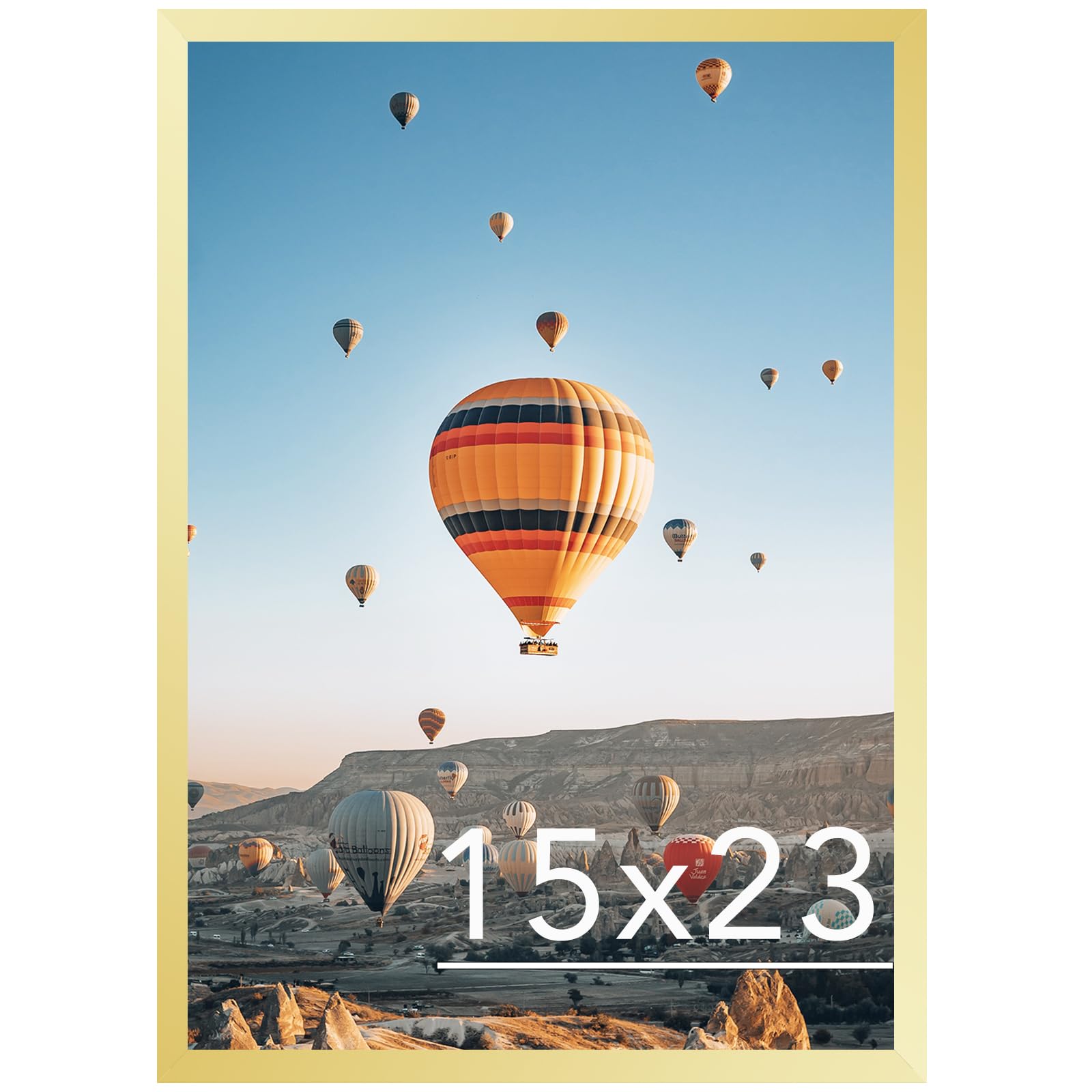 JCJMY 15x23 Picture Frame Gold for Poster Photo Picture, Horizontal and Vertical Formats for Wall Hanging, 15 x 23 Wall Gallery Poster Photo Frame for 15 by 23 Photos Posters, Gold