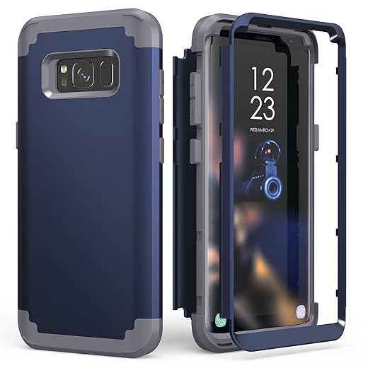 IDweel Galaxy S8 Case, Galaxy S8 Case Blue for Men Guys, 3 in 1 Shockproof Slim Hybrid Heavy Duty Protection Hard PC Cover Soft Silicone Rugged Bumper Full Body Case (Blue)