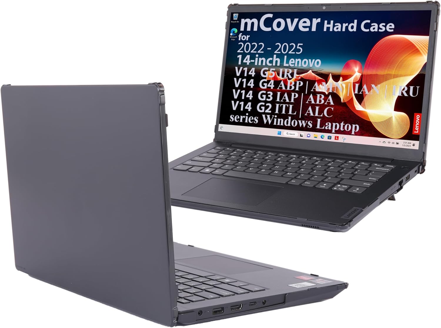 mCover Case ONLY Compatible for 2021-2025 14" Lenovo V14 G2 / G3 / G4 / G5 Series Windows Notebook PC(with 180° Hinge,NOT Fitting Any Other Lenovo Models)- Black