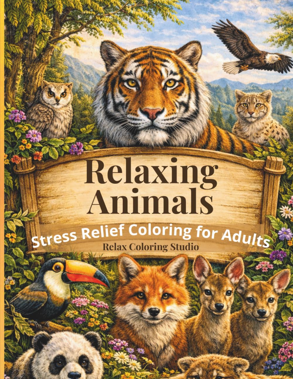 Relaxing Animals: Stress Relief Coloring for Adults
