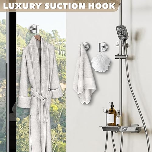 Miniatura 5 de Suction Cup Hooks for Shower - Bathroom Reusable Hooks for Towels, Robes & Loofah - No-Drill Mounting on Kitchen,Walls,Metal,Glass,Mirrors,Tile &