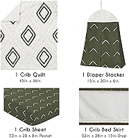 Vista 2 de Sweet Jojo Designs Juego de ropa de cama para cuna de bebé de 4 piezas (Boho Chic) para niños o niñas, bebés/guardería, incluye manta de algodón