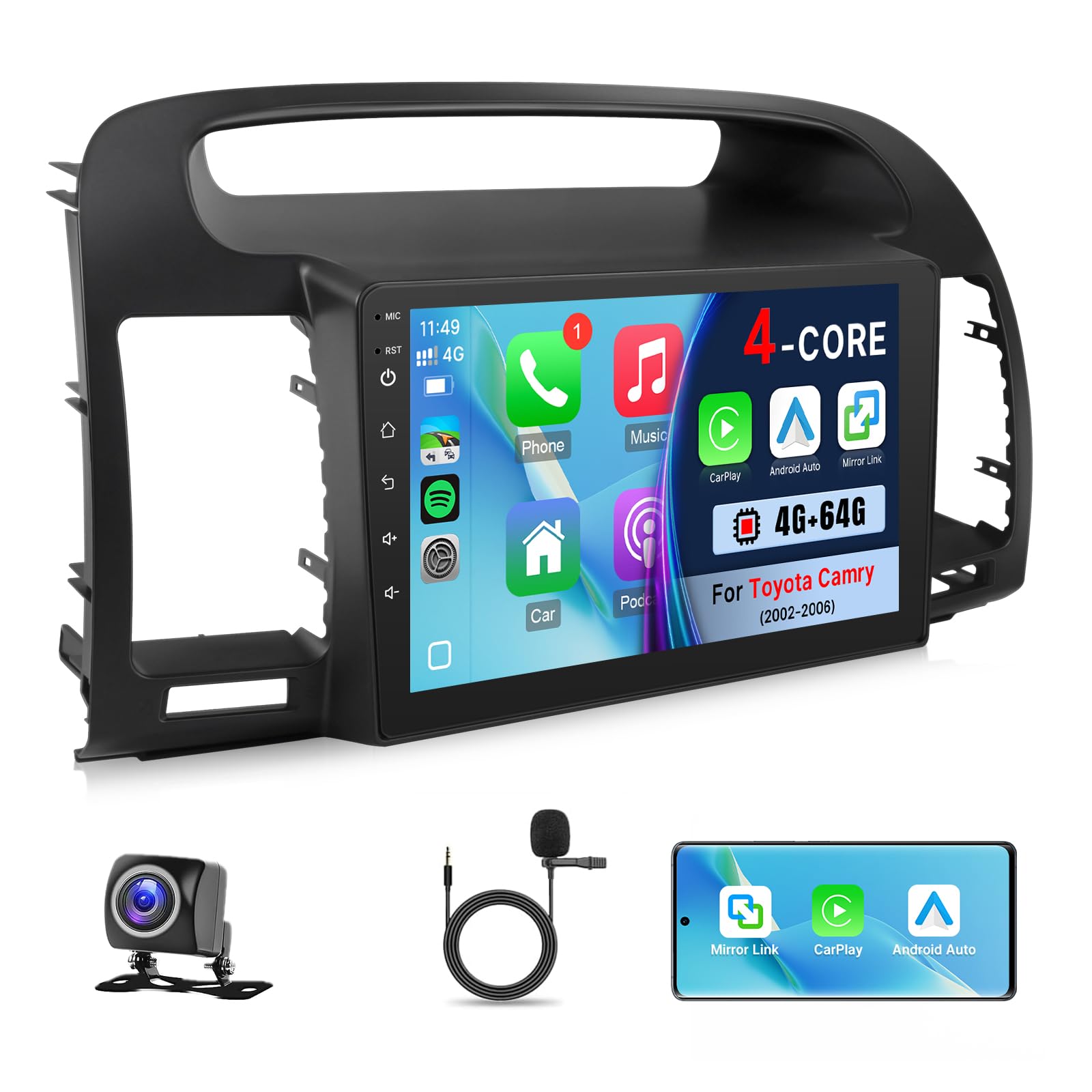 Photo 1 of KuTaiTai 4+64 Android 12 Car Radio Stereo for Toyota Camry 2002 2003 2004 2005 2006 (Non J.B.L Version), 9 Inch Touch Screen for Camry Head Unit with Apple Carplay, Android Auto, Mirrorlink, GPS, FM