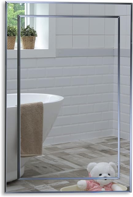 Neue Design Mood Rectangular Bathroom Mirror Wall Mounted, Double Layer of Glass, Modern & Stylish with Contemporary Bevelled Edges (70cm x 50cm)