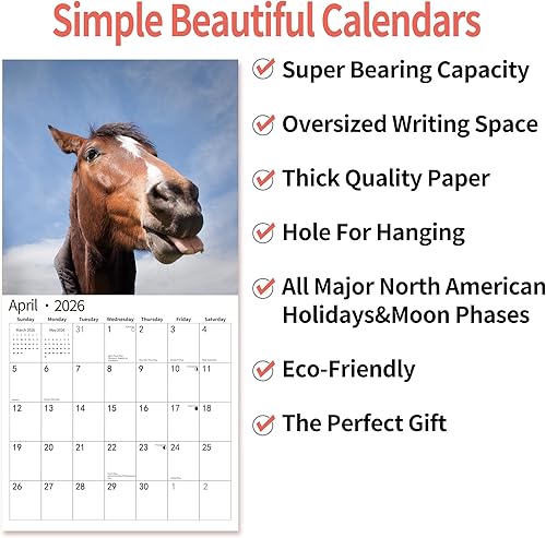 Miniatura 7 de Calendario de pared 2026, Calendario divertido 2026, noviembre de 2025 - diciembre de 2026, calendario de pared con memes divertidos de animales, 12