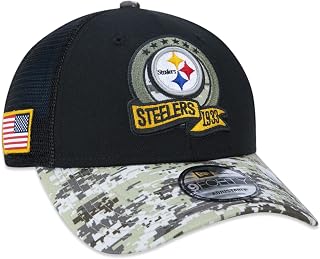 Bone New Era 9FORTY Pittsburgh Steelers Salute To Service 2022 Trucker Aba Curva