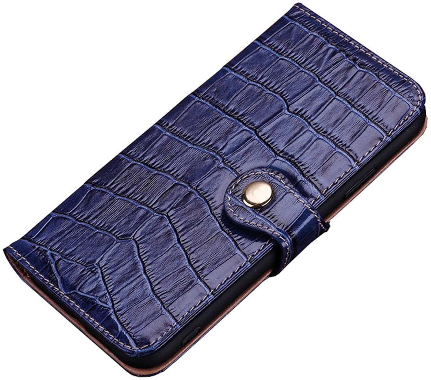 Étui en cuir véritable crocodile bleu pour iPhone 13 Pro Max 6.7 - 7