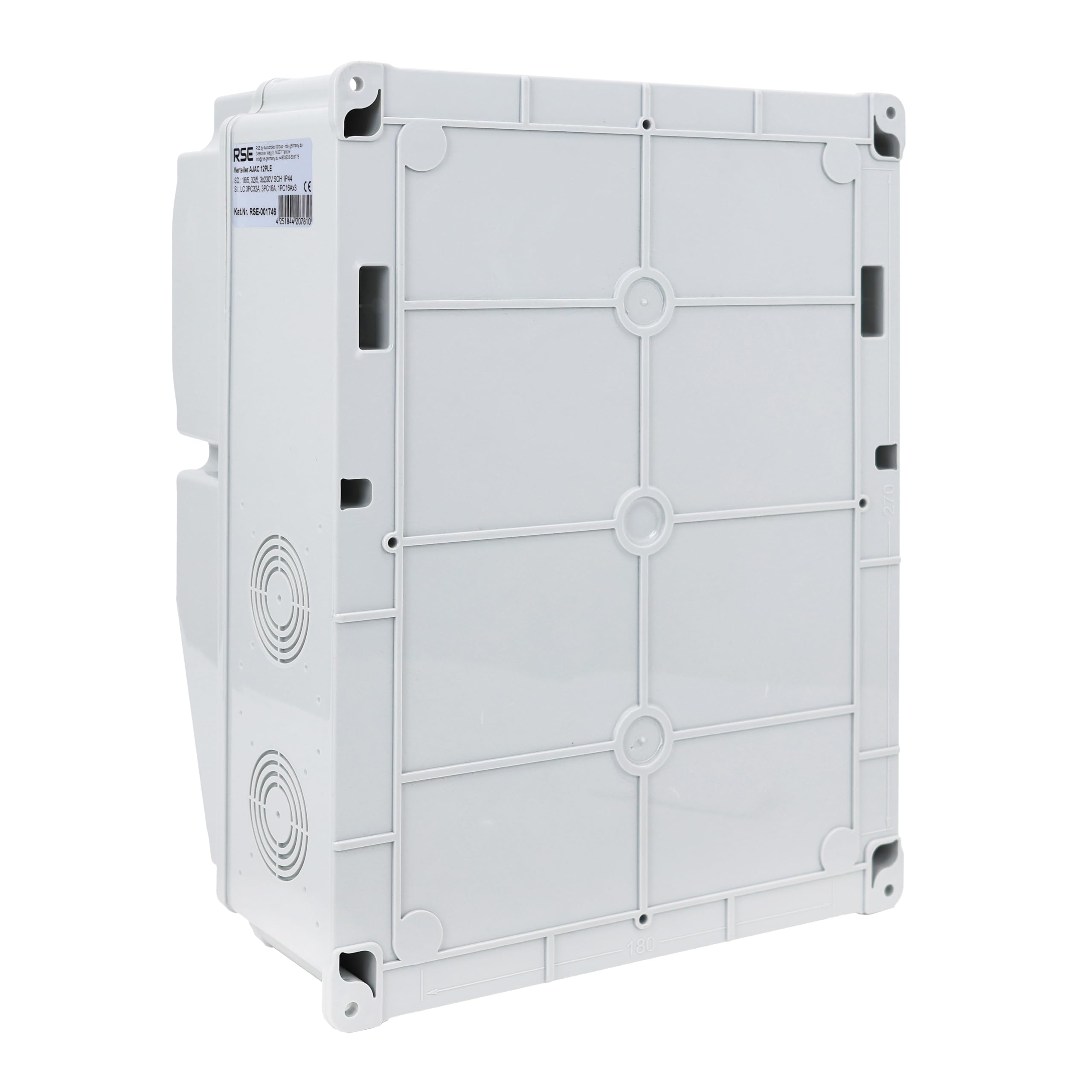 Distribuidor de corriente de construcción distribuidor de pared completamente cableado 32A 16A 230V con toma CEE contador IP65, 12. 1x32A 1x16A 3x230 con LS