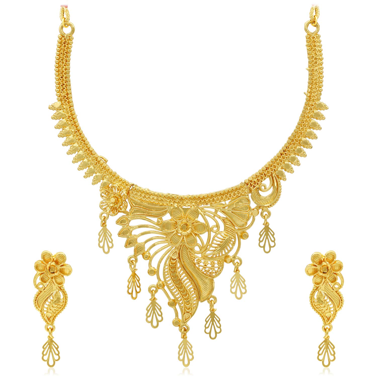 Sukkhi Lavish 24 Carat Gold Plated Floral Choker Necklace Set for Women (SKR67367) (B08G2BJT9H) Amazon Price History, Amazon Price Tracker