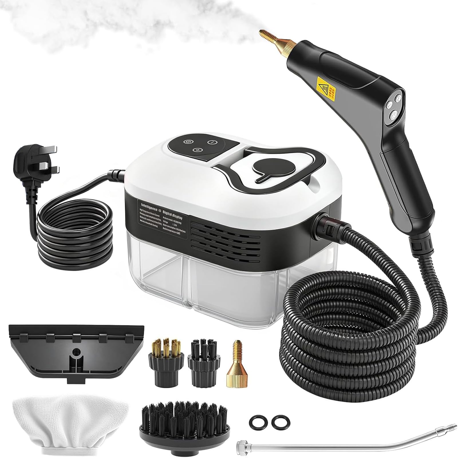 Potente pulitore a vapore portatile da 2500 W, riscaldamento rapido in 15 secondi e vapore ad alta pressione, 6 livelli regolabili per una pulizia profonda su pavimenti, cucina, bagno, auto, fughe