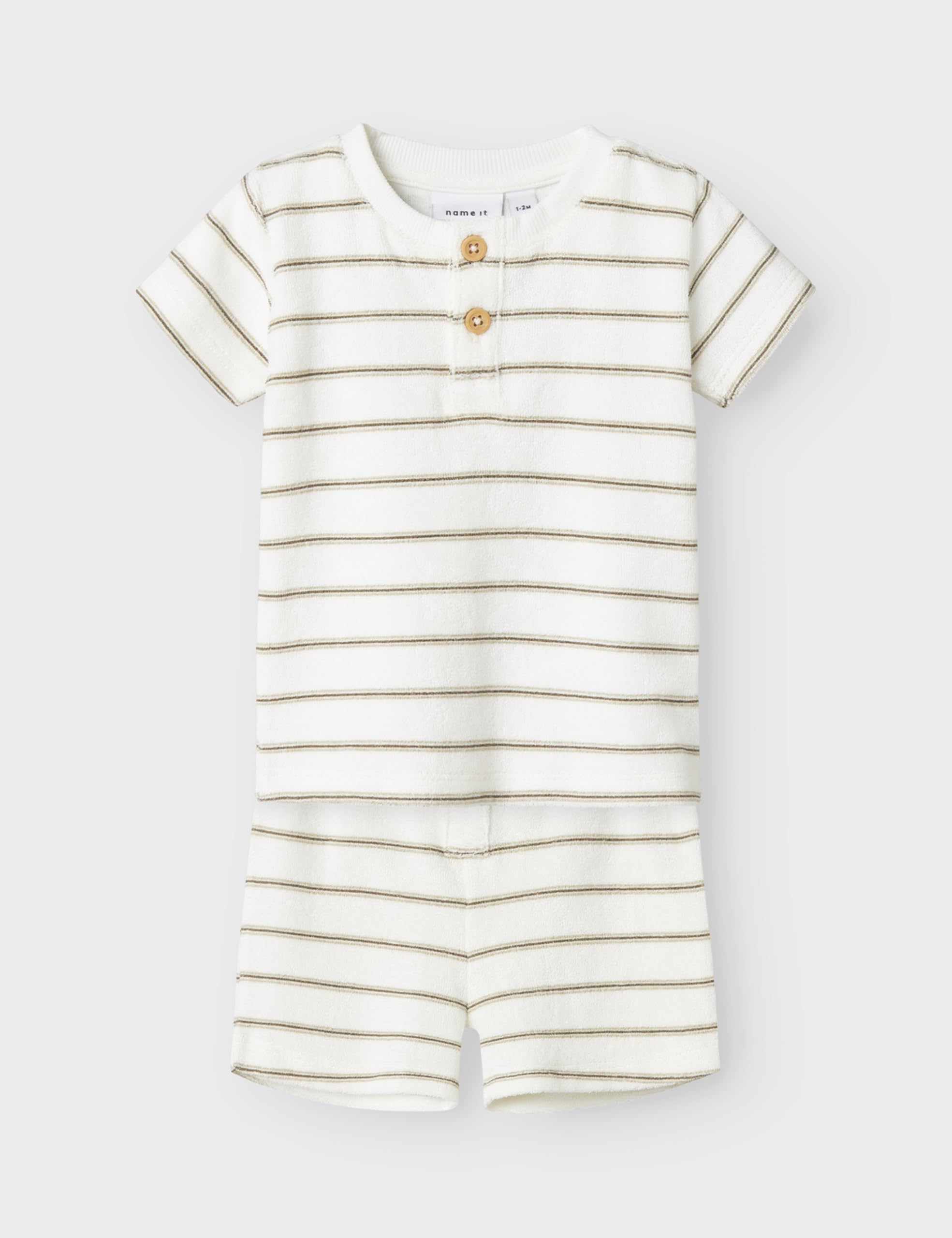 NAME IT Unisex Nbnoterry Ss Top Set, Cloud Dancer, 86