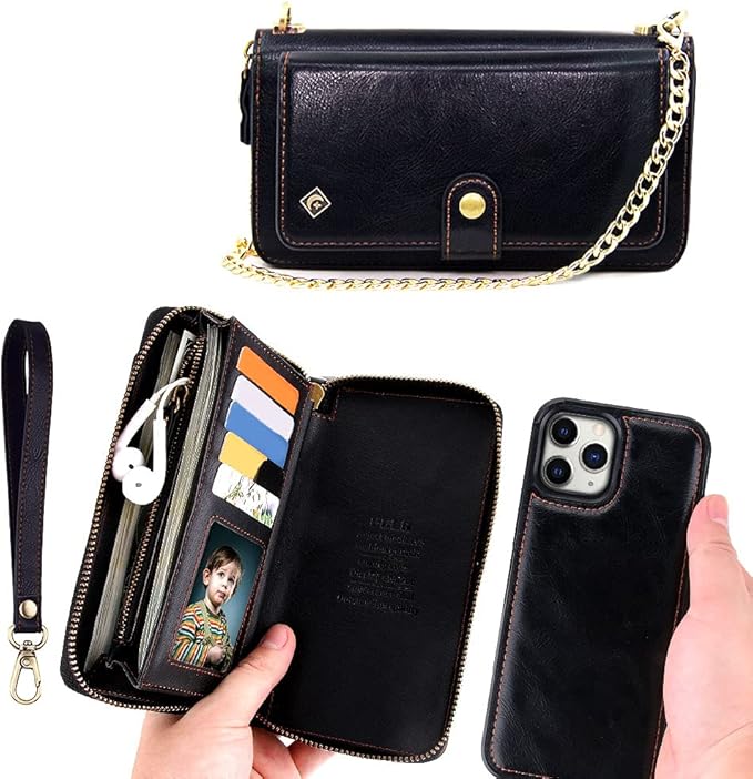 XGrand Crossbody Wallet Case for iPhone 12 Pro/iPhone 12, Leather