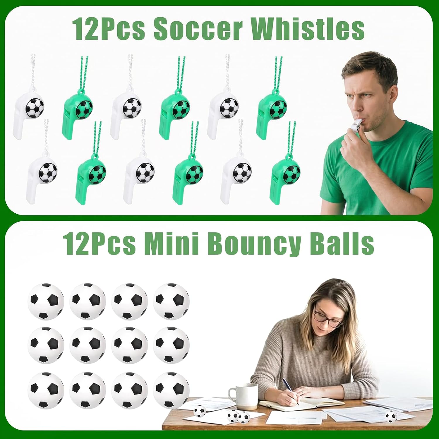 122 PCS Soccer Party Favors, Soccer Goodie Bags with Wristbands, Balls, Drawstring Bags, Bracelets, Keychains, Whistles, Stickers, Sport Party Decoration & Supplies - Image 5