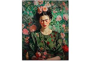 Frida Kahlo in Green: 11x14 Poster - Empowering Floral Frida Wall Art