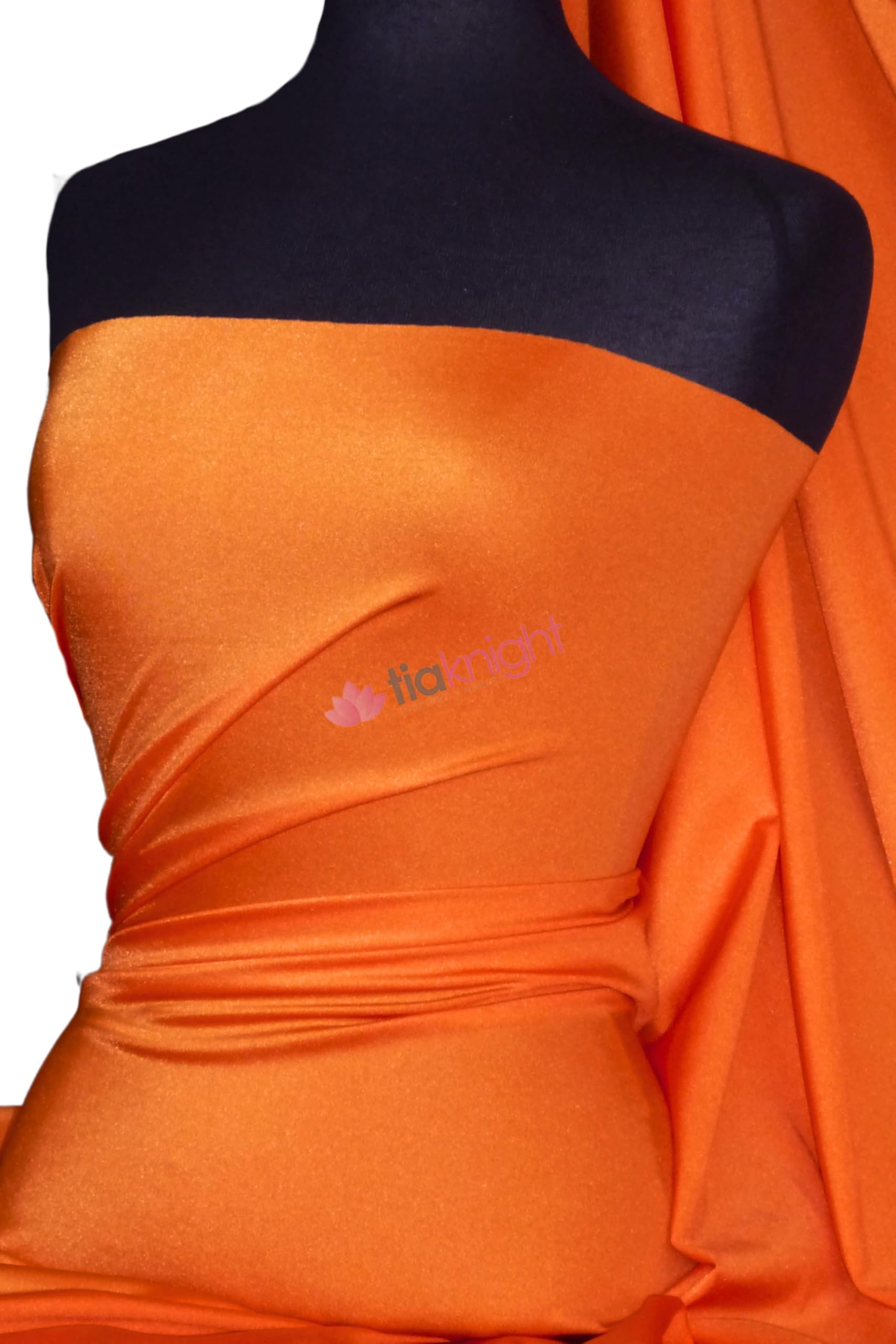 Tia Knight Fluorescent Orange Premium Quality Shiny Elastane Material | 4 Way Stretch | Dressmaking, Swimwear, Leotards | Sold By The Metre | 50+ Colours In Stock | Same Day Dispatch | By (Q54) (Fluorescent Orange)