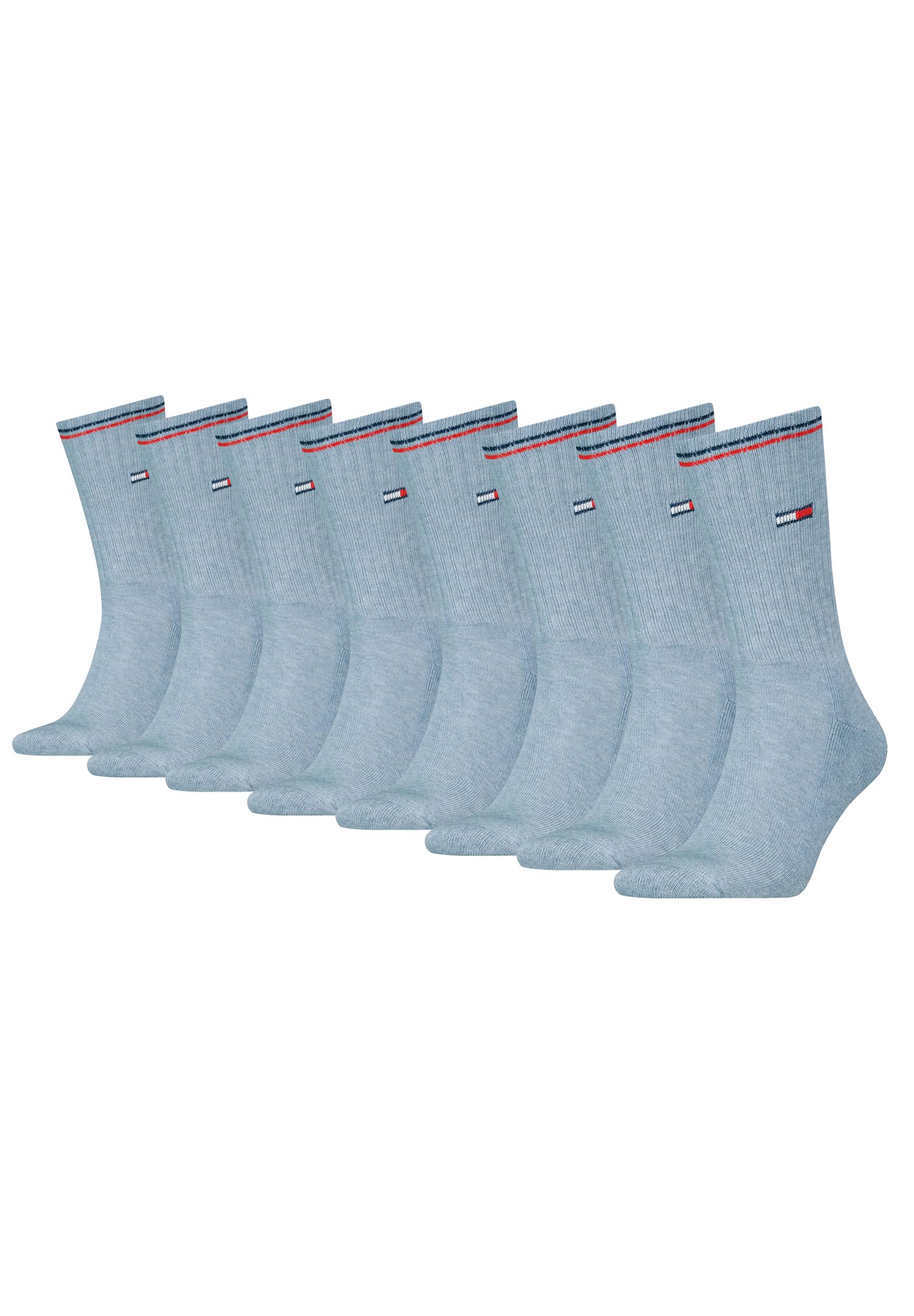 Tommy Hilfiger Lifestyle Crew Socken/lange Tennissocken für Damen & Herren 8-er Pack, Farbe:Light Blue Melange, Socken & Strümpfe:43-46