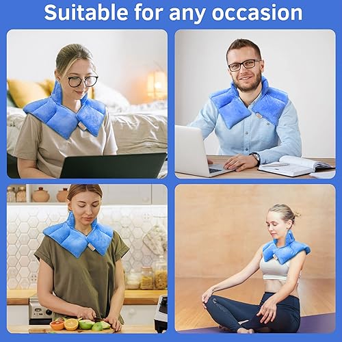 Miniatura 8 de Nalax Calentador de microondas para cuello y hombro con aromaterapia de lavanda, azul (caja abierta)