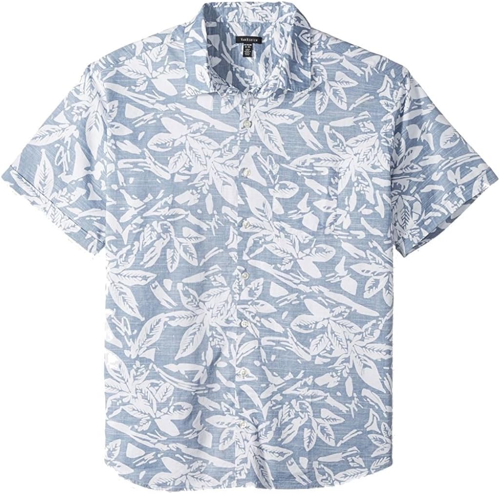 Men's Classic-Fit Patterned Button-Down Shirt (Blue Jeans, Small)
