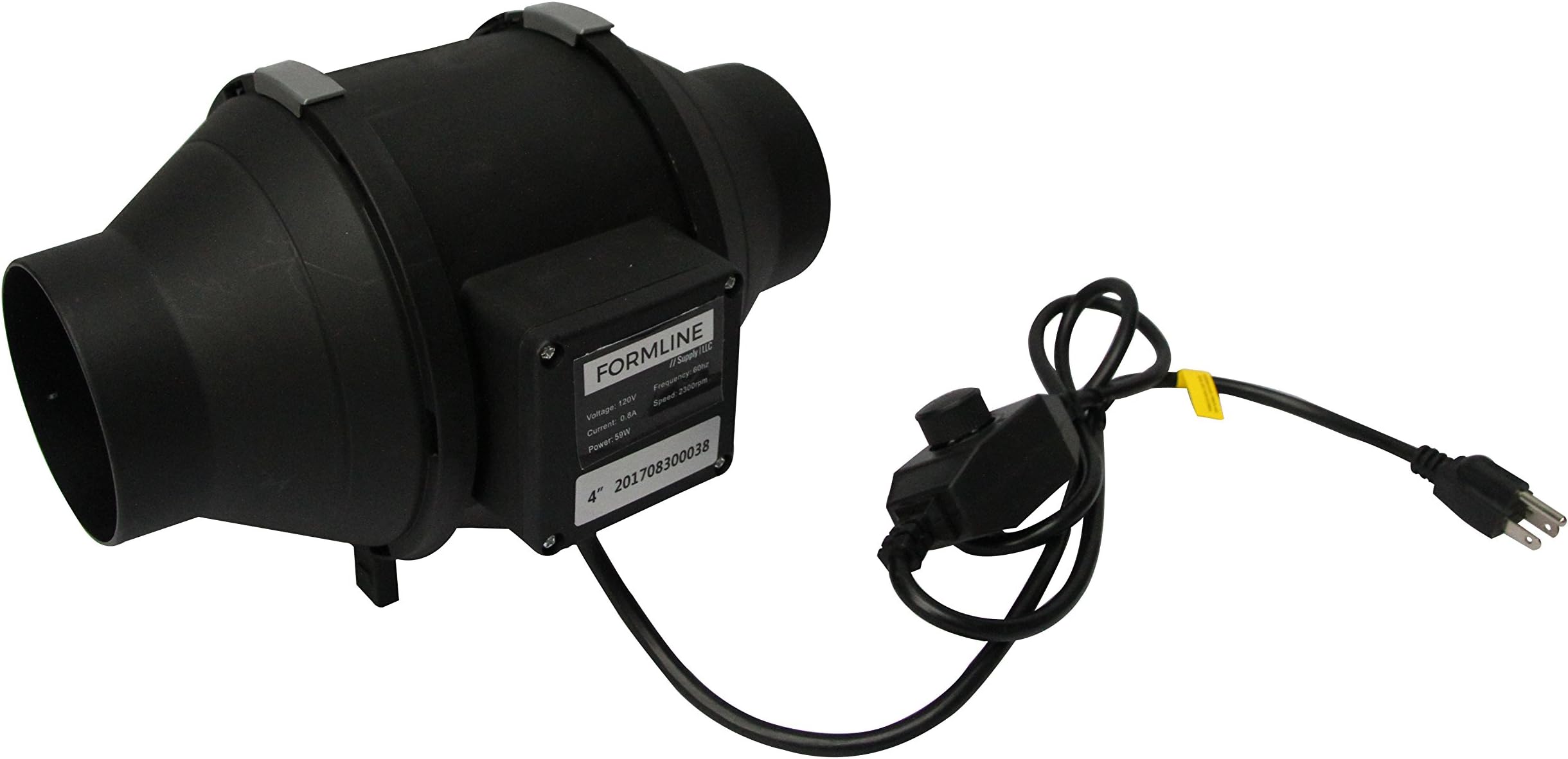 Formline Supply Quiet 4 inch Inline Duct Fan with Variable Speed Controller - 190 CFM Exhaust Blower Provides a Durable Low Noise Solution for Grow Tent Ventilation