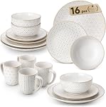 MALACASA Dinnerware Sets 12 Pcs, Plates and Bowls Sets, 12 Pieces Stoneware for 4 Kitchen Dinner Set Ceramic Dishware Dishes Set Microwave Safe, Series Lydia