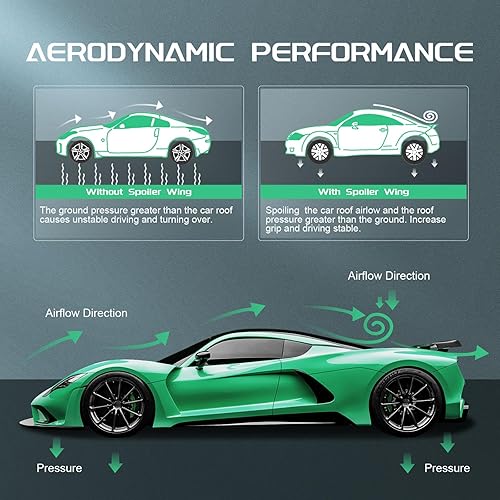 Miniatura 24 de SCITOO Spoiler Wing GT Style Universal 52" ABS Brillante Carbono Aspecto Trasero Alerón Alerón