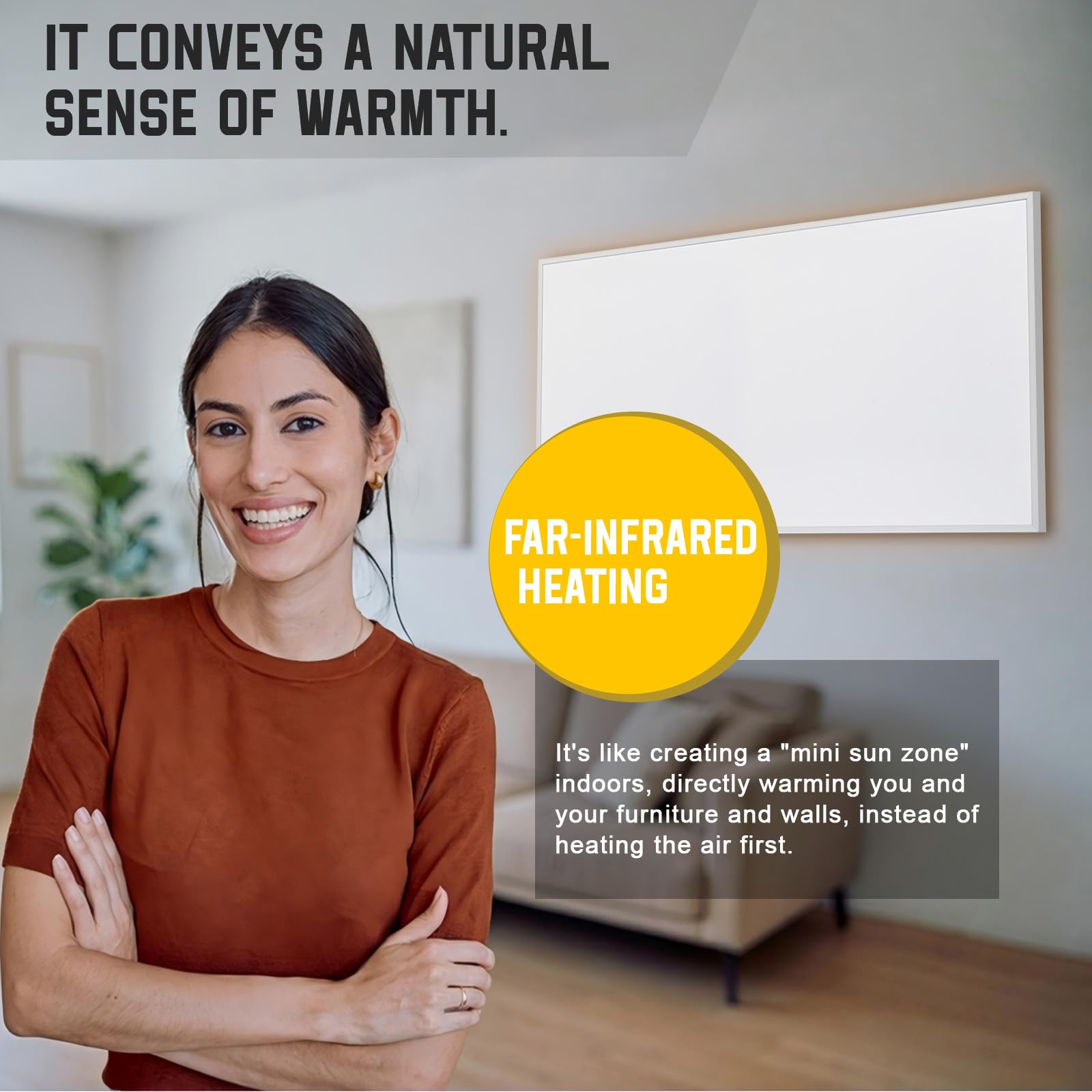 Riscaldamento a infrarossi da 1000 W con termostato, riscaldamento a infrarossi da parete, fino a 120 °C in 1-3 min, per 10-25 ㎡, silenzioso, testato TÜV, protezione V0 e protezione contro il
