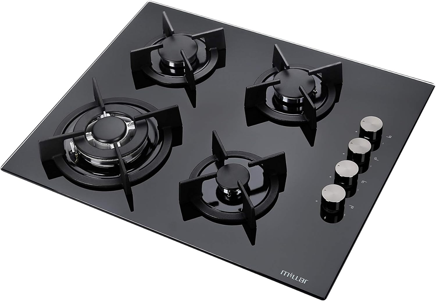 MILLAR GH6041XEB 60cm 4 fornelli in vetro piano cottura a gas MILLAR GH6041XEB 60cm 4 fornelli in vetro piano cottura a gas
