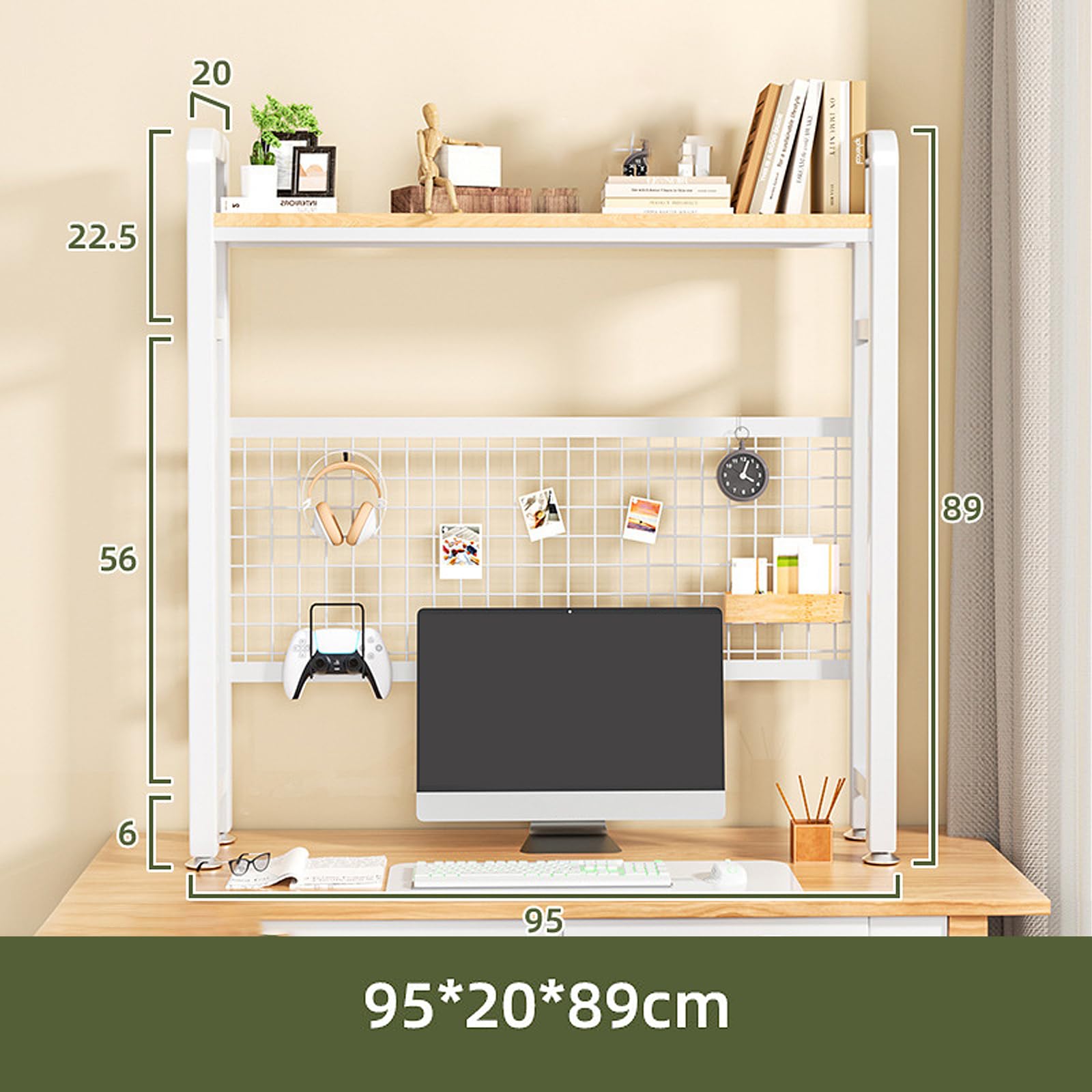 Organizer da scrivania in legno a 3 livelli per dormitorio, scaffale compatto per scrivania per computer con organizer multiuso per scrivania da ufficio per libri e forniture