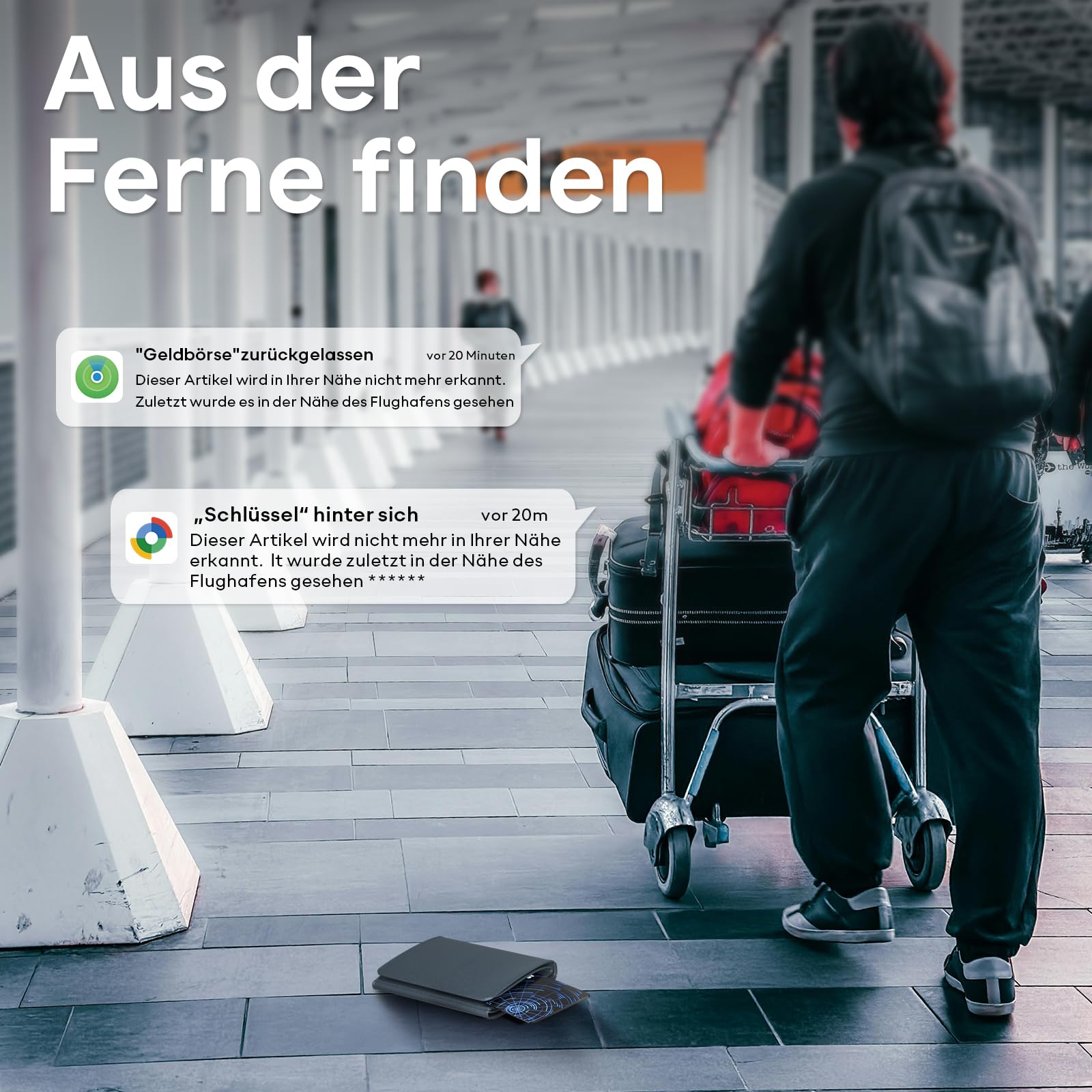 ATUVOS Neu Dual-System Air Tag Karte Pro für Android & iOS, Wiederaufladbarer Wallet Tracker Card Kompatibel mit Google Mein Gerät Finden or Apple Wo ist? App, Gegenstände-Finder, Thin 1.6mm 2er Pack