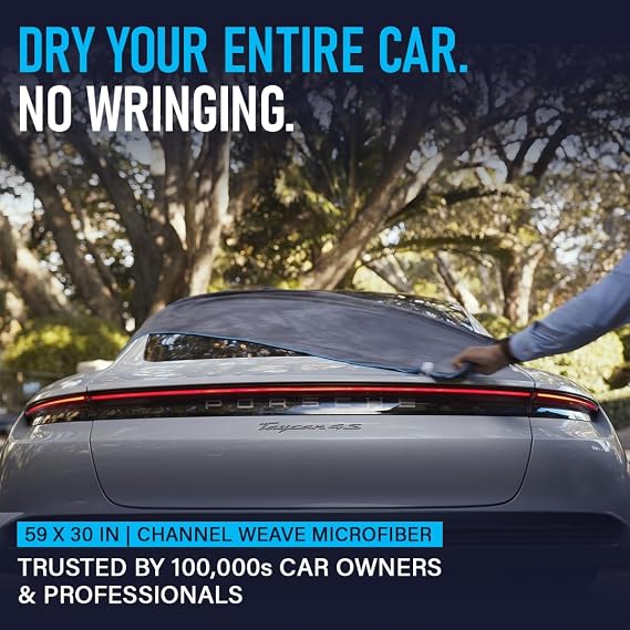 Rapid Dry Towels Original 2.0 Microfiber Car Drying Towel | 150 x 75cm | Extra Large Channel Weave Drying Cloth | Ultra Absorbent, Scratch-Free, Auto Detailing Towel for Cars SUVs Trucks & Boats