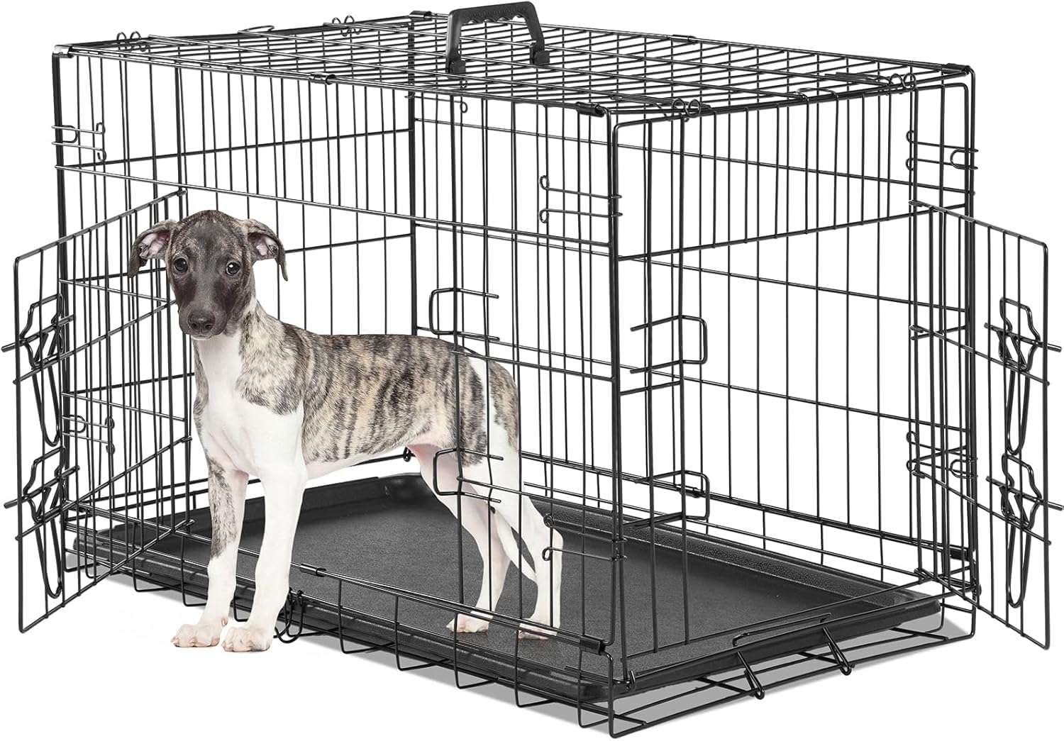 Dog Crate, large Medium Dog Cage with 2 Doors and Removal Tray Folding Metal Pet Training Cage Animal Carriere (30inch)