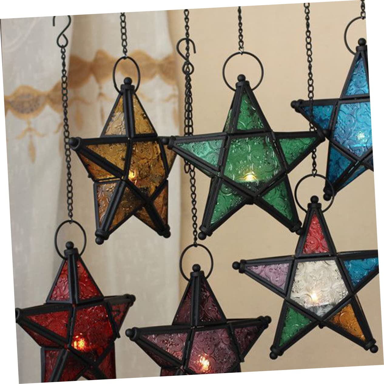 Abaodam Iron Candle Holder mexican candles star lantern star tealight lantern moravian star vintage candle lantern glass holder candlestick holders dinner party European style small candle
