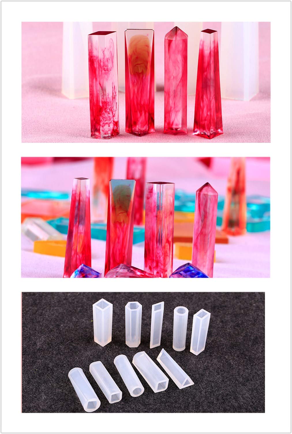 Joligel AB Resina epossidica Bi-componente Crystal Clear Trasparente Per Creazione di gioielli 16 Stampi in silicone Ciondoli Cubes 15 Perlatura Shimmer Pigmento Colori 12 Fiori secchi