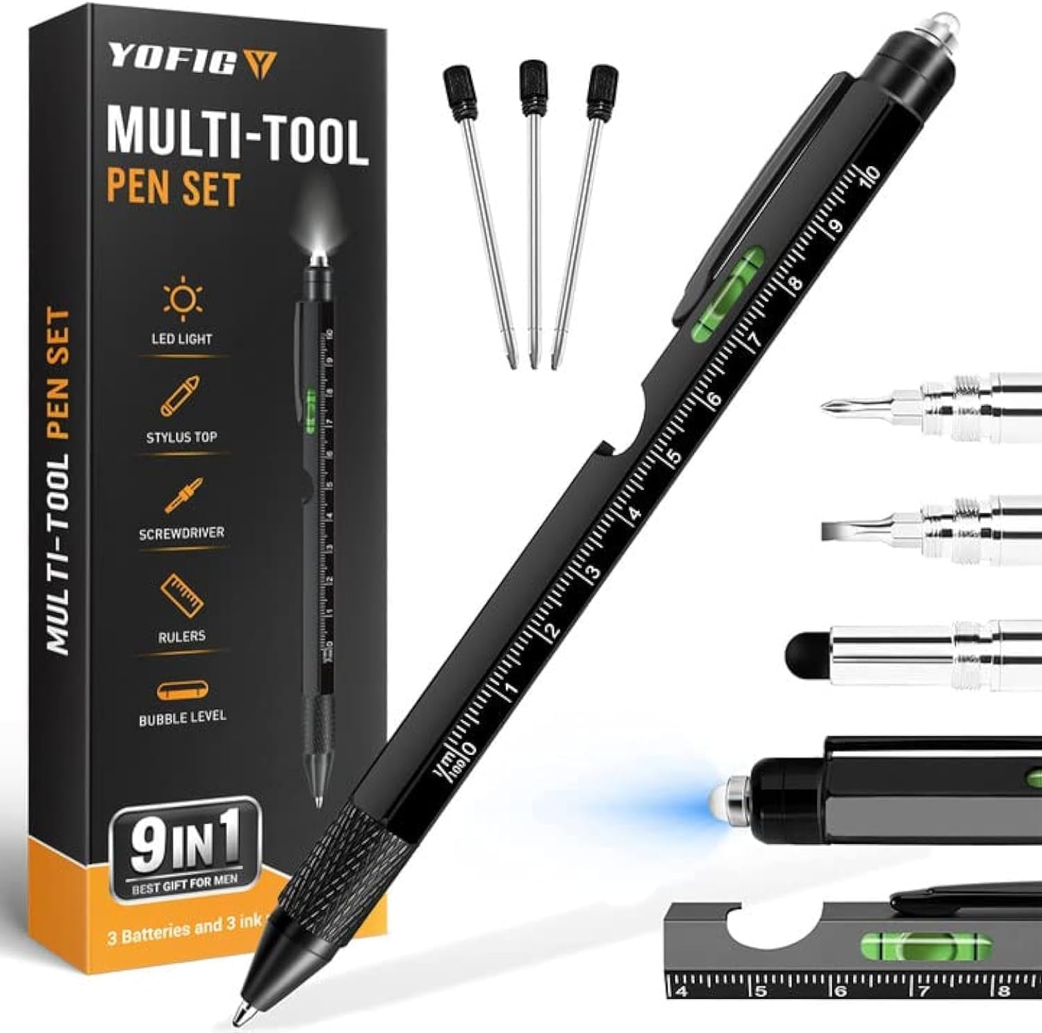 Father's Day Gifts, Gifts for Men, 9 in 1 Multi Tool Pen Gadgets for Men, Mens Dad Gift, Father's Day Gift from Daughter/Son, Stocking Fillers