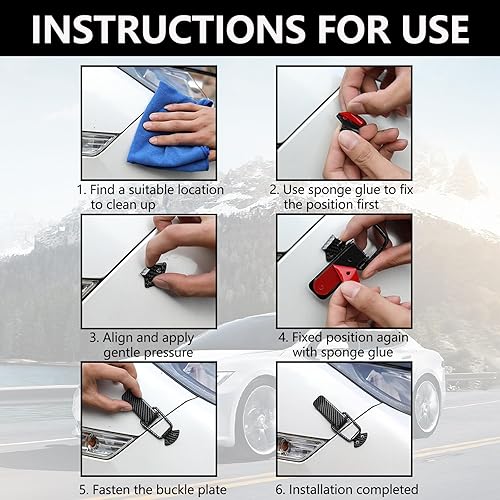 Miniatura 3 de 2 cerrojos de clip para parachoques de automóvil, clips de bloqueo de gancho de seguridad de fibra de carbono duraderos, liberación rápida universal