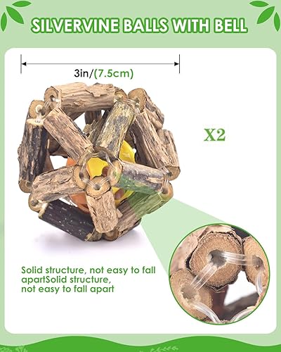 Miniatura 6 de TINDTOP Juguetes masticables para gatos, paquete de 12 palitos masticables Silvervine con 2 bolas de jaula para limpieza de dientes de gatitos,