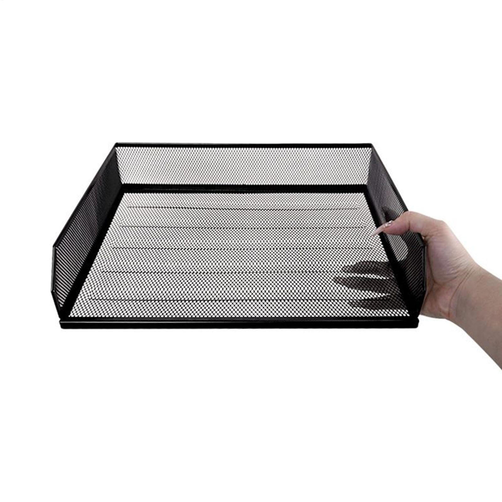 Papier-Organizer für den Schreibtisch – stapelbarer Aktenordner aus Metallgeflecht, stapelbar, verschiebbare Aktenordner, Aufbewahrungsregal, für Zuhause, Regale, Büro, Arbeit, Schublade, Bücher