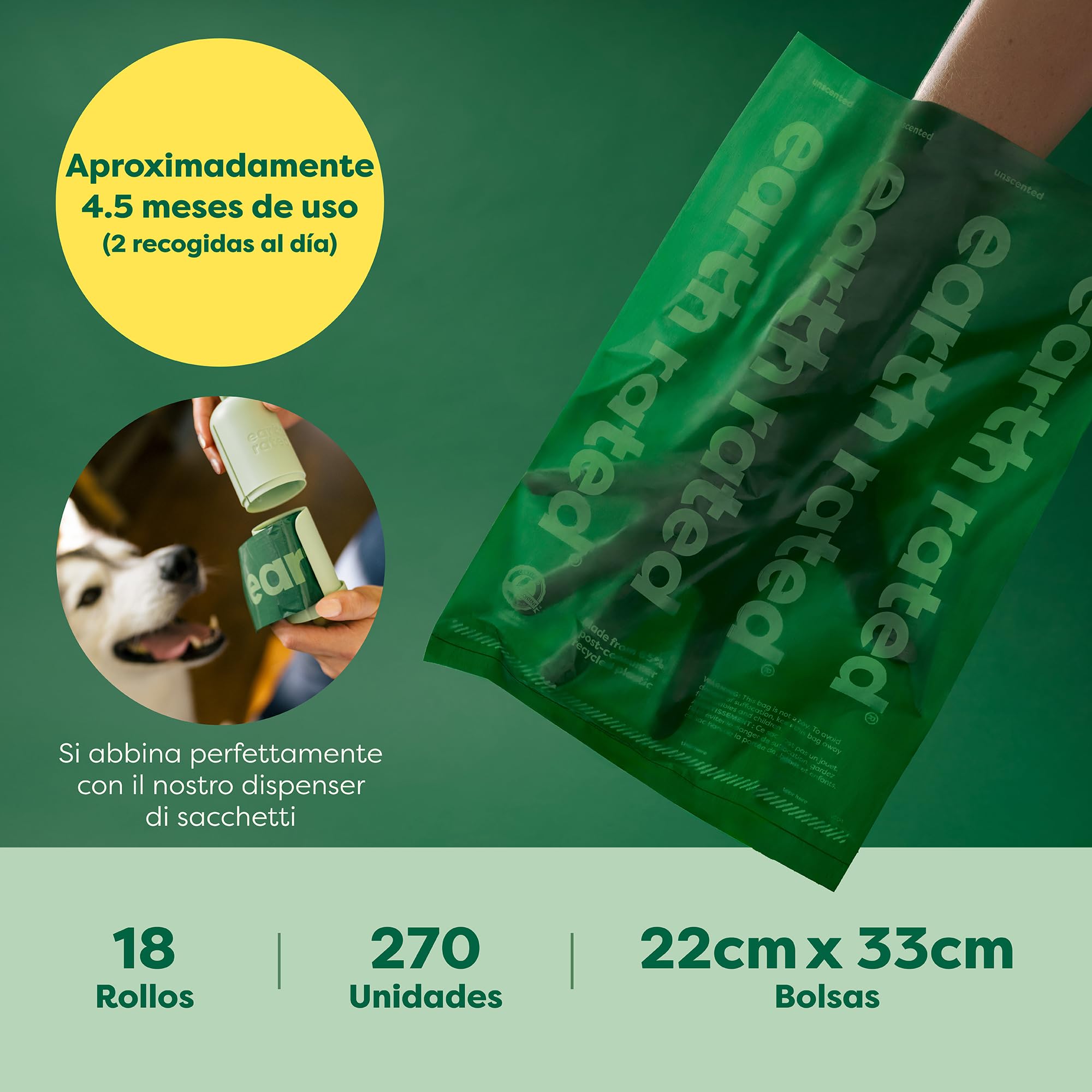 Earth Rated Dog Poop Bags Leakproof Extra Thick Pet Poop Bags Suitable for Any Size Dogs Refill Rolls Unscented 270 Count - 4