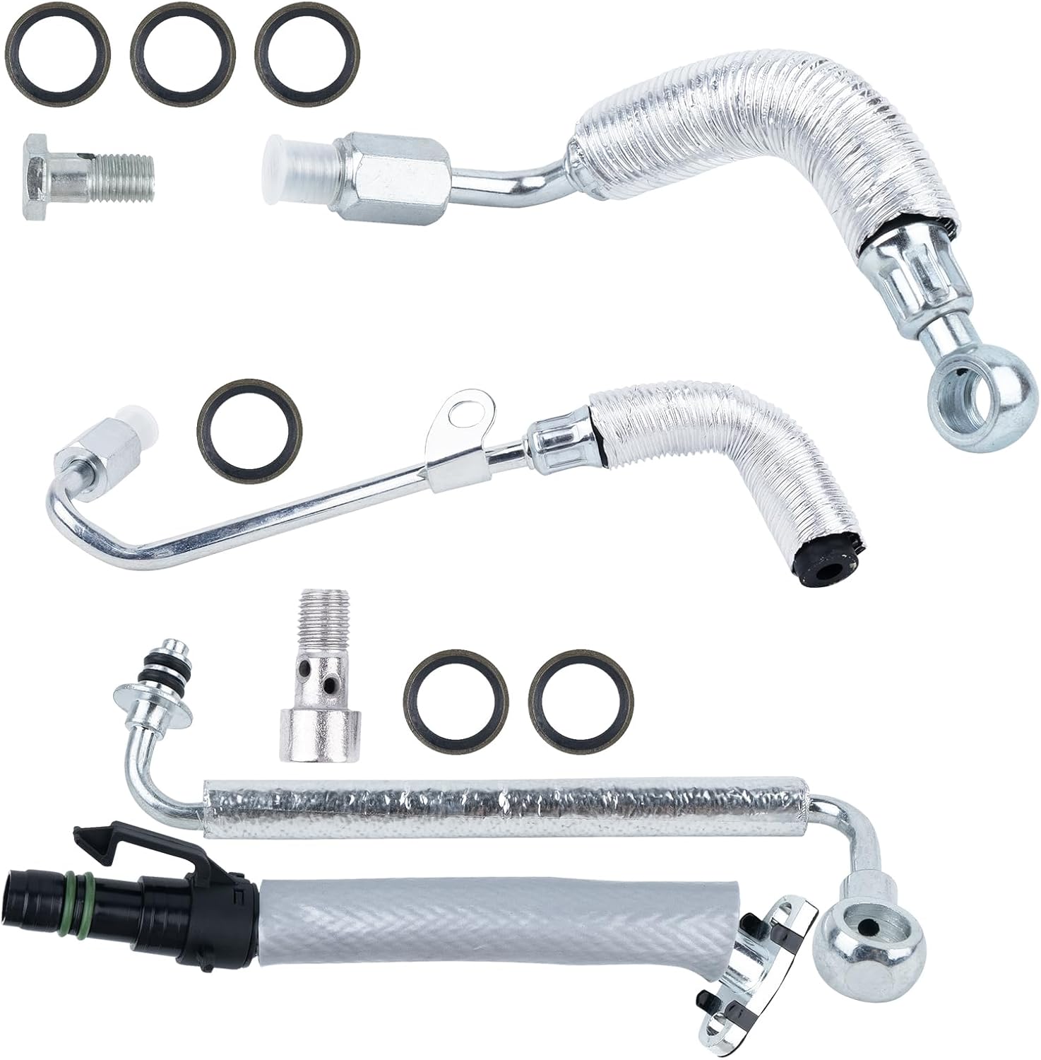 55587854 4PCS Turbo Oil Return Drain and Oil Feed Pipe Kit Fits for Buick Encore 2013-2019 Chevy Cruze Sonic Trax 1.4L L4, OE Number: 55592600, 55567067, 55568031