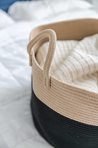 Miniatura 130 de OrganiHaus - Canasta tejida extragrande de cuerda suave de algodón para mantas de sala de estar, para almacenamiento, lavandería, guardería