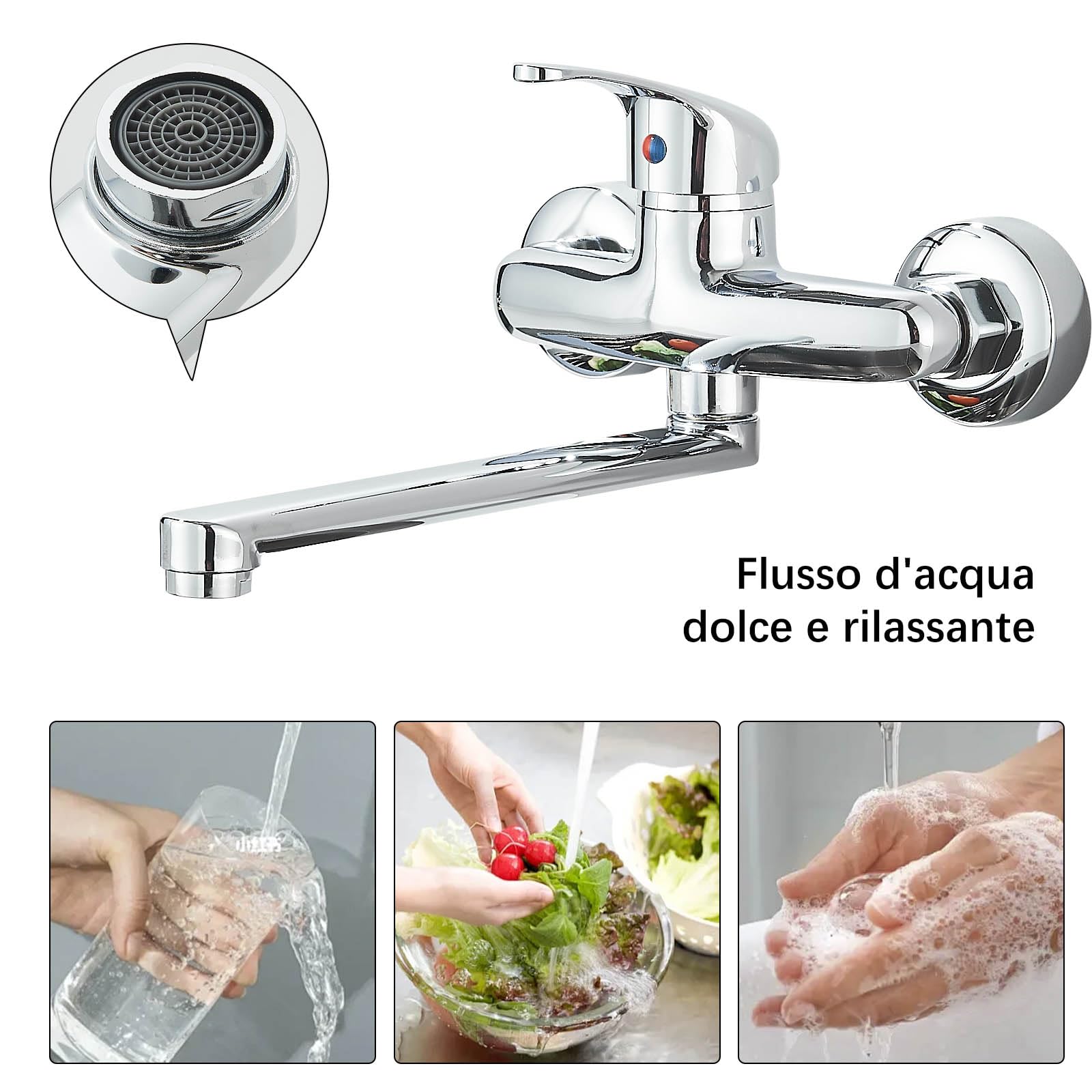 Mezclador de pared para fregadero, mezclador de cocina galvánico, mezclador monomando de cocina, boca ajustable