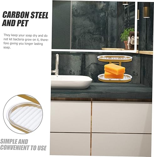 Miniatura 7 de Jabonera de doble capa Soporte de jabón de cerámica Escurridor de jabón de ducha Soporte para plato de jabón de ducha Soporte de esponja de